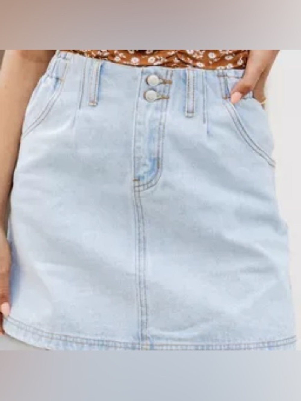 Pink Lily Light Blue High-Rise Denim Skirt EUC